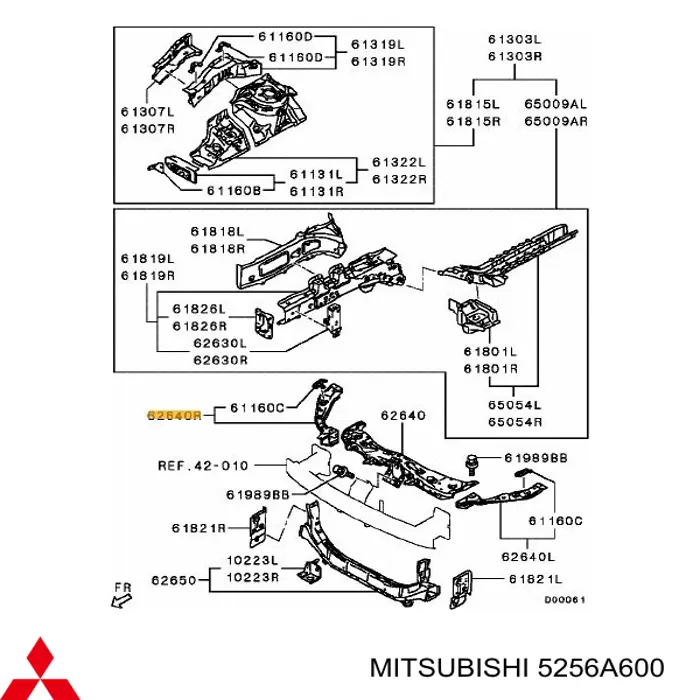 Суппорт радиатора верхний (монтажная панель крепления фар) Mitsubishi 5256A600