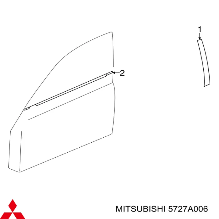 5727A006 Mitsubishi compactador externo de vidro da porta dianteira direita (chapa)