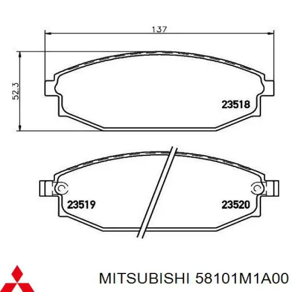 58101M1A00 Mitsubishi колодки тормозные передние дисковые