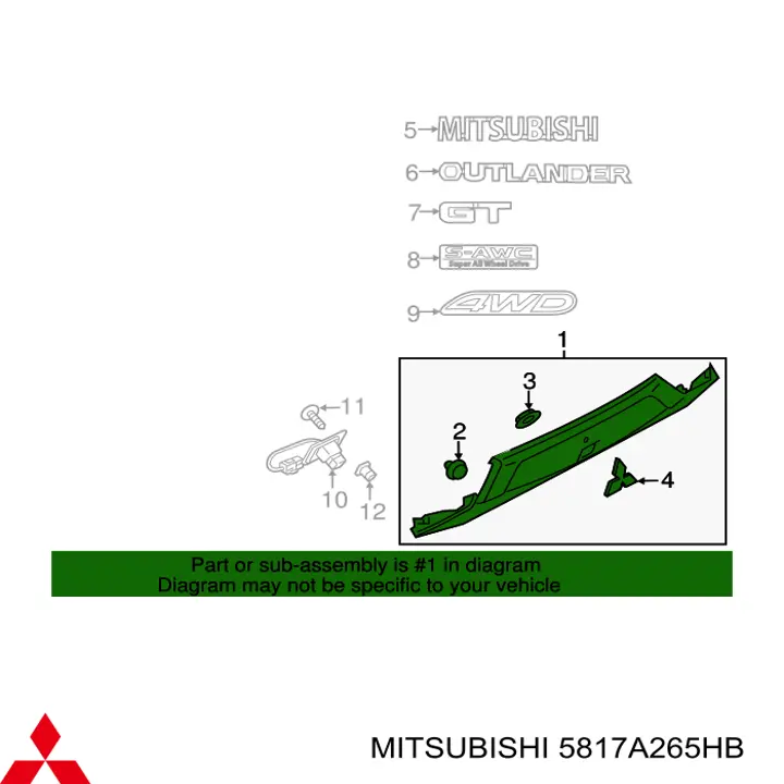 5817A265HB Mitsubishi Накладка багажника нижняя (двери 3/5-й задней)