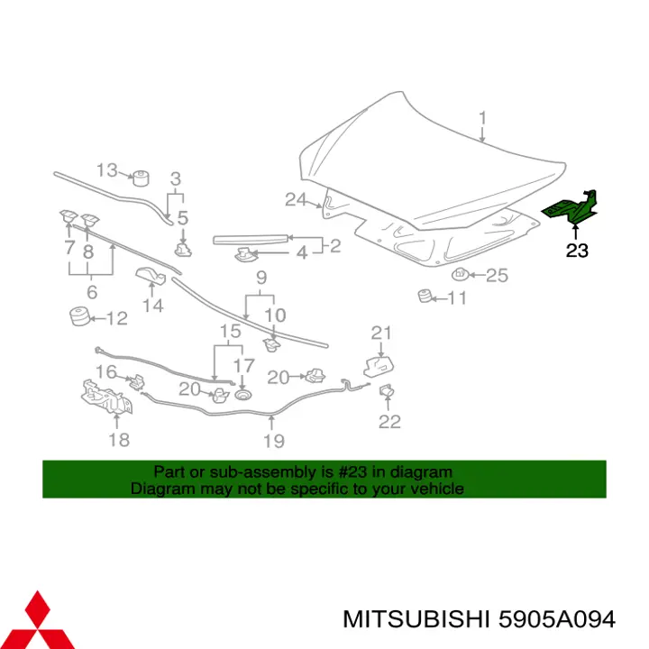 5905A094 Mitsubishi петля капота правая