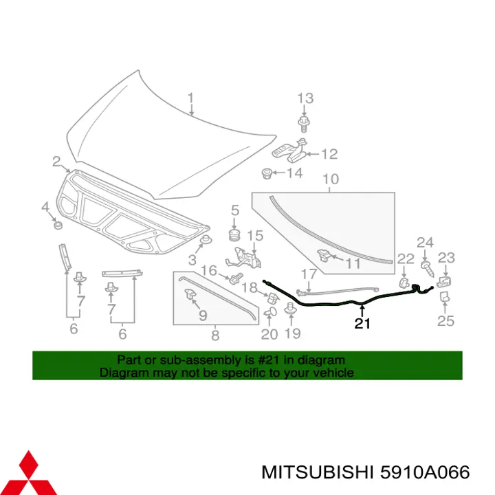 5910A066 Mitsubishi cabo de abertura da capota
