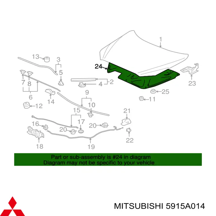 Шумоизоляция капота Mitsubishi 5915A014