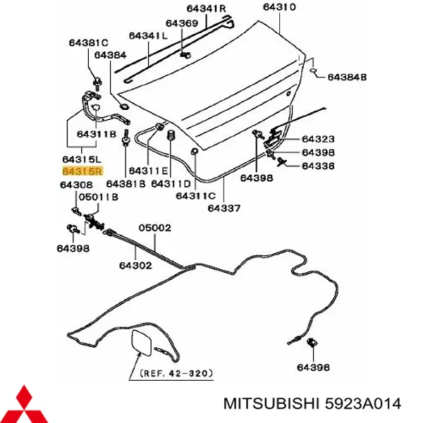 5923A014 Mitsubishi петля крышки багажника