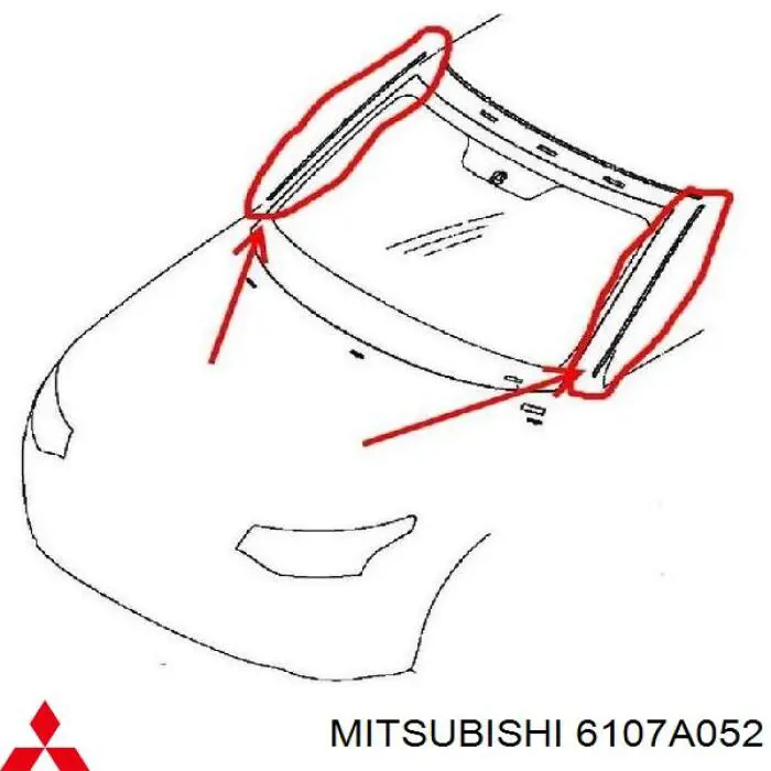 6107A052 Mitsubishi moldura de pára-brisas esquerdo/direito