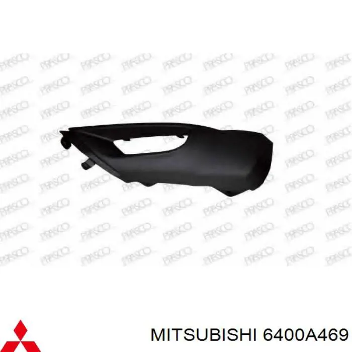 6400A469 Mitsubishi placa sobreposta esquerda do pára-choque dianteiro