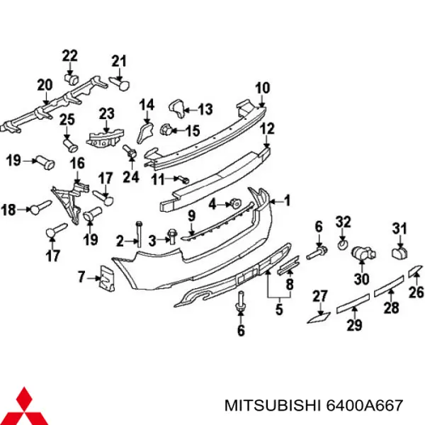 6400A667 Mitsubishi абсорбер (наполнитель бампера переднего)