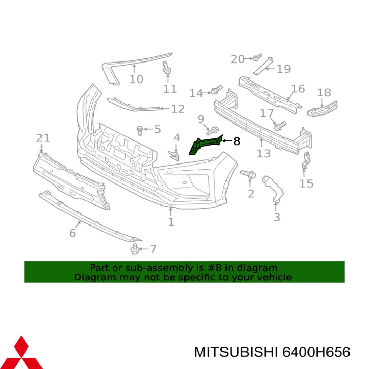 6400H656 Mitsubishi кронштейн бампера переднего правый
