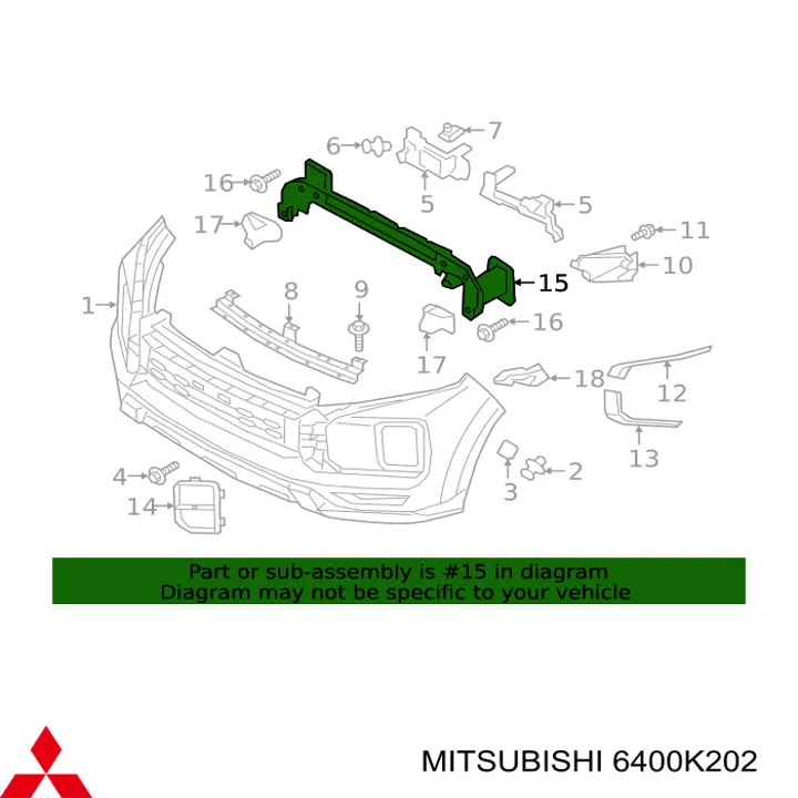Усилитель переднего бампера Mitsubishi Outlander SPORT (Митсубиси Аутлендер)