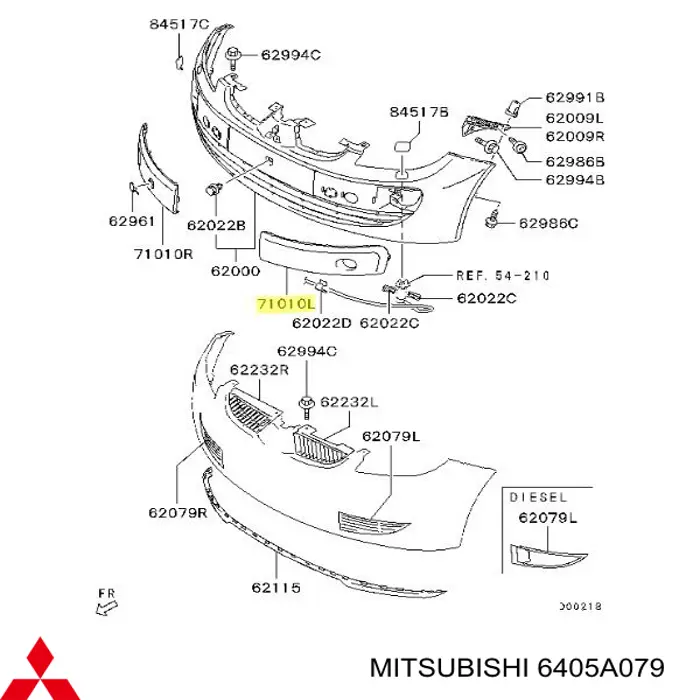 6405A079 Mitsubishi молдинг бампера переднего левый