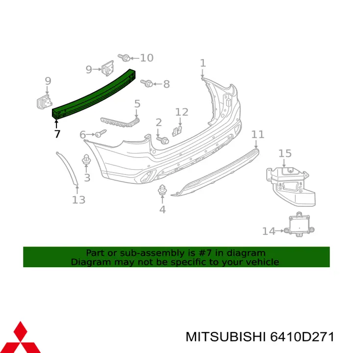 Усилитель заднего бампера Mitsubishi Outlander GF, GG (Митсубиси Аутлендер)