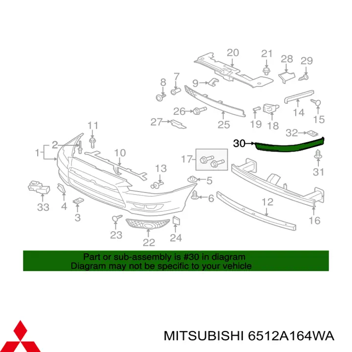 6512A164WA Mitsubishi спойлер переднего бампера правый
