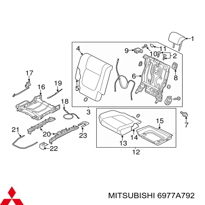 Tampão de fixação dos assentos traseiros para Mitsubishi Eclipse (GK)