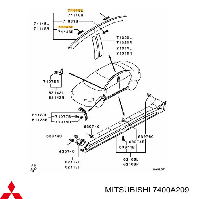 Заглушка рельсы (рейлинга) багажника крыши передняя левая на Mitsubishi Lancer X 