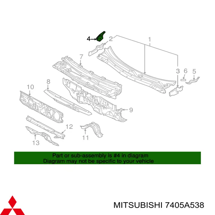 Заглушка жабо боковая Mitsubishi 7405A538 цена, от 6.49 USD