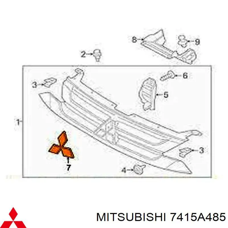 7415A485 Mitsubishi эмблема решетки радиатора