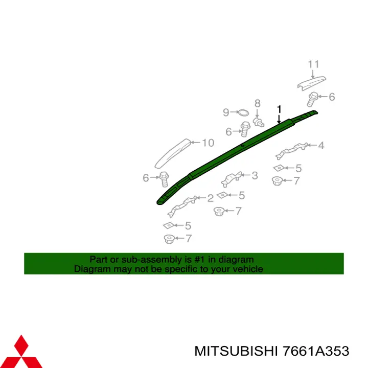 Рейлинг крыши левый Mitsubishi 7661A353 цена, от 63.49 USD