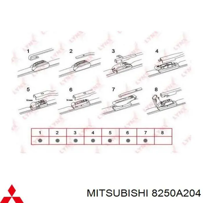 Limpiaparabrisas de luna delantera copiloto 8250A204 Mitsubishi