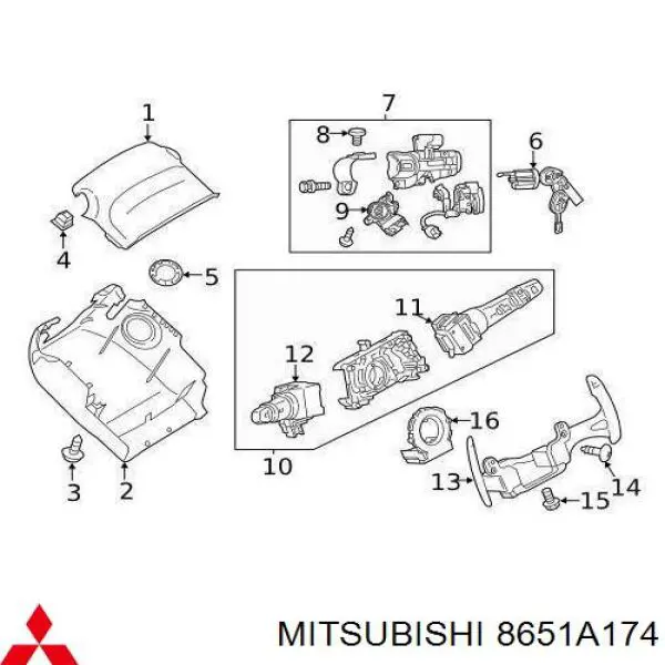 8651A174 Mitsubishi датчик угла поворота рулевого колеса