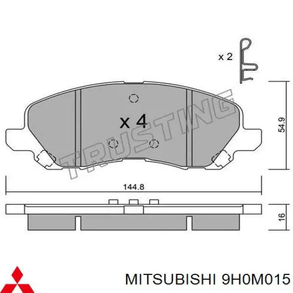 9H0M015 Mitsubishi колодки тормозные передние дисковые