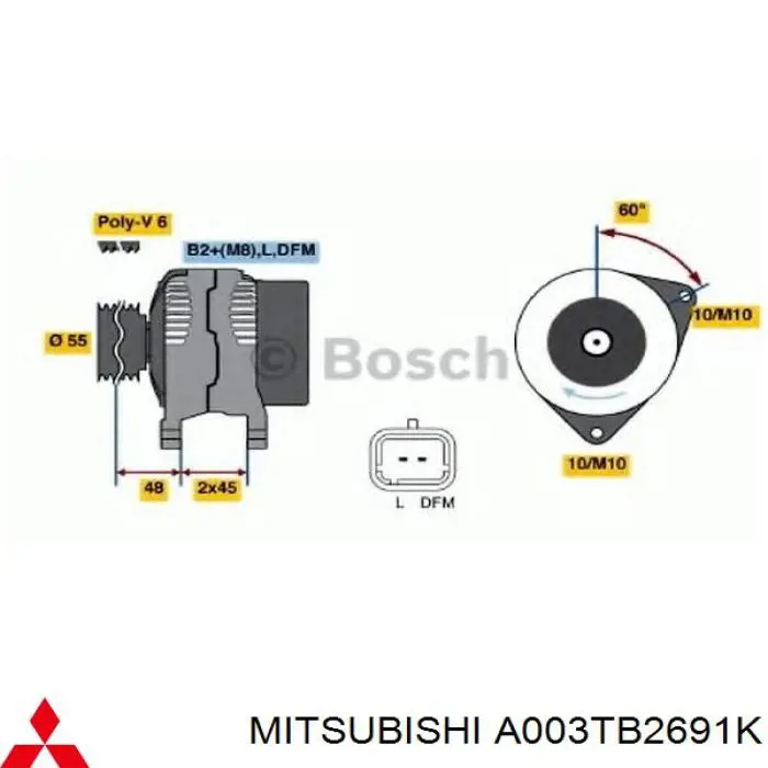 A003TB2691K Mitsubishi Генератор автомобильный