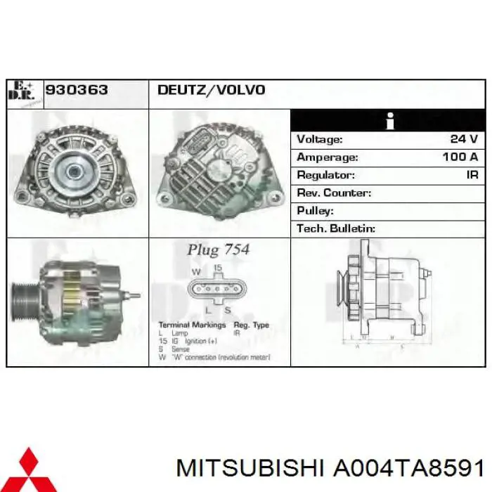 A004TA8591 Mitsubishi gerador