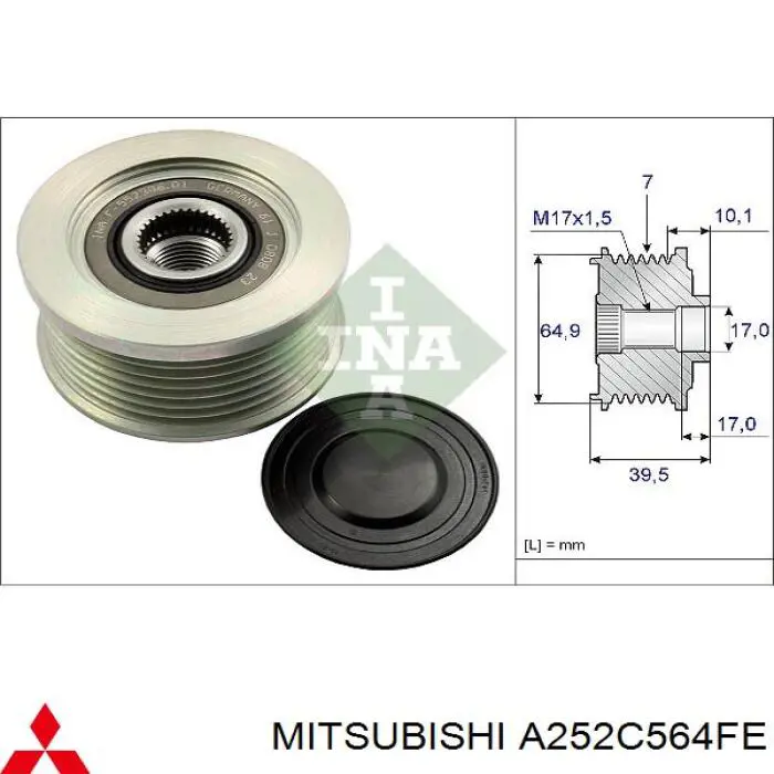 Шкив генератора A252C564FE Mitsubishi