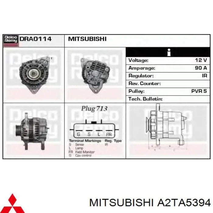 Генератор A2TA5394 Mitsubishi