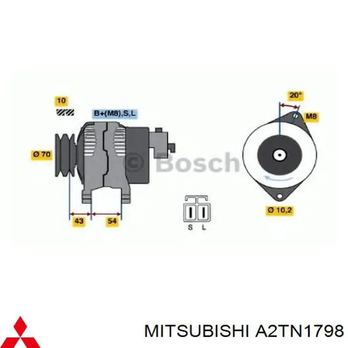 Автомобильный генератор Mitsubishi A2TN1798 цена, от 160.51 USD