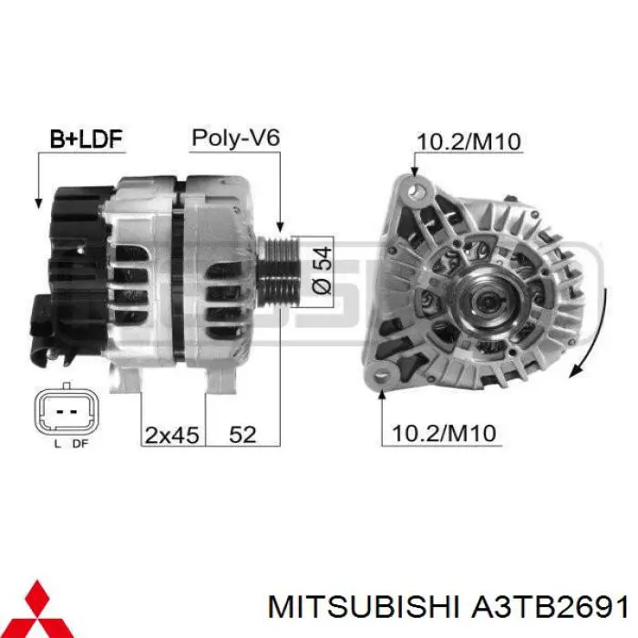 A3TB2691 Mitsubishi Генератор автомобильный