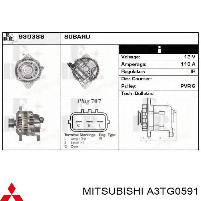 Купить A3TG0591 Mitsubishi Генератор
