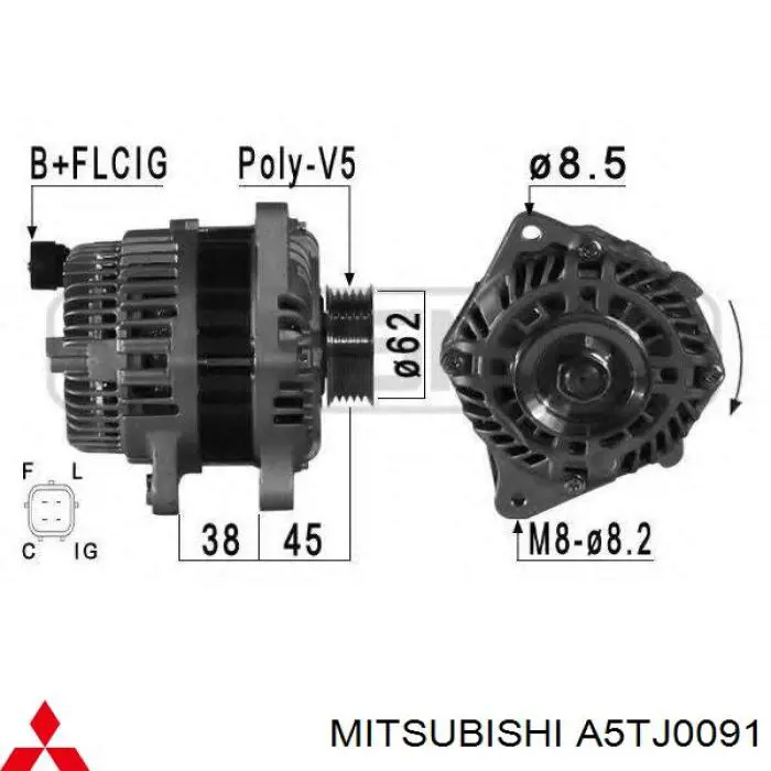 Генератор A5TJ0091 Mitsubishi