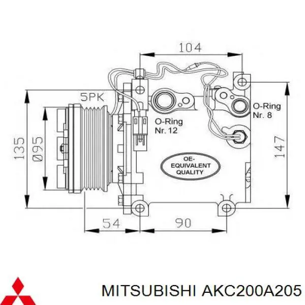 mr500267 Mitsubishi компрессор кондиционера