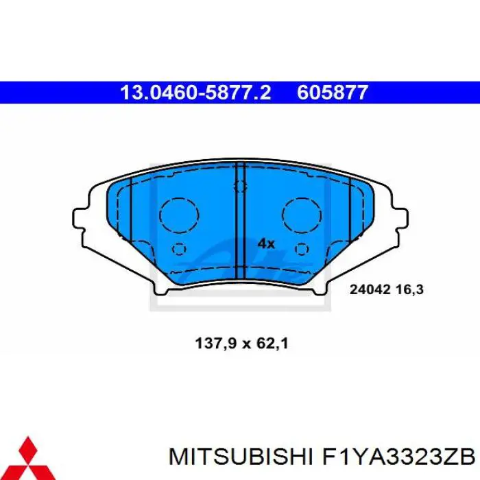 Передние тормозные колодки F1YA3323ZB Mitsubishi