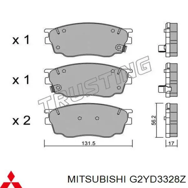 Передние тормозные колодки G2YD3328Z Mitsubishi