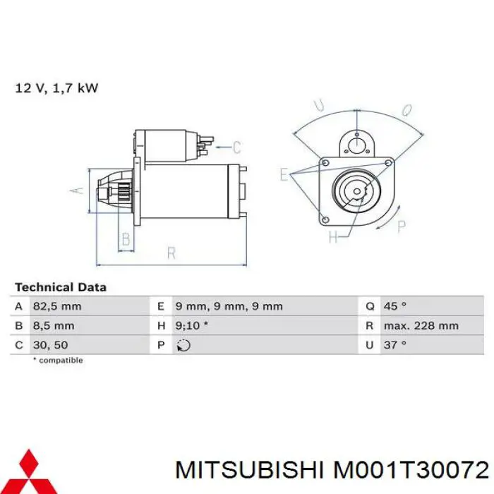 Стартер M001T30072 Mitsubishi