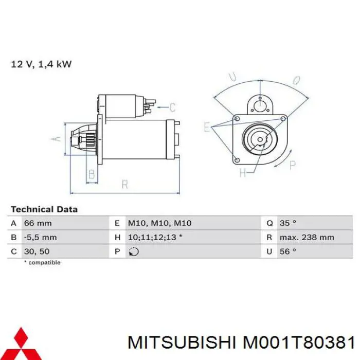 M001T80381 Mitsubishi motor de arranco