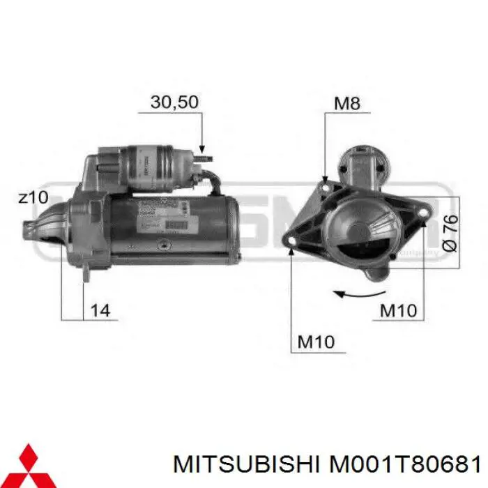 Стартер Mitsubishi M001T80681 цена, от 50.68 USD