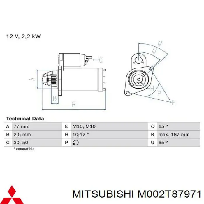 Купить M002T87971 Mitsubishi Стартер