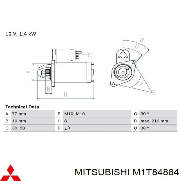 Купить M1T84884 Mitsubishi Стартер
