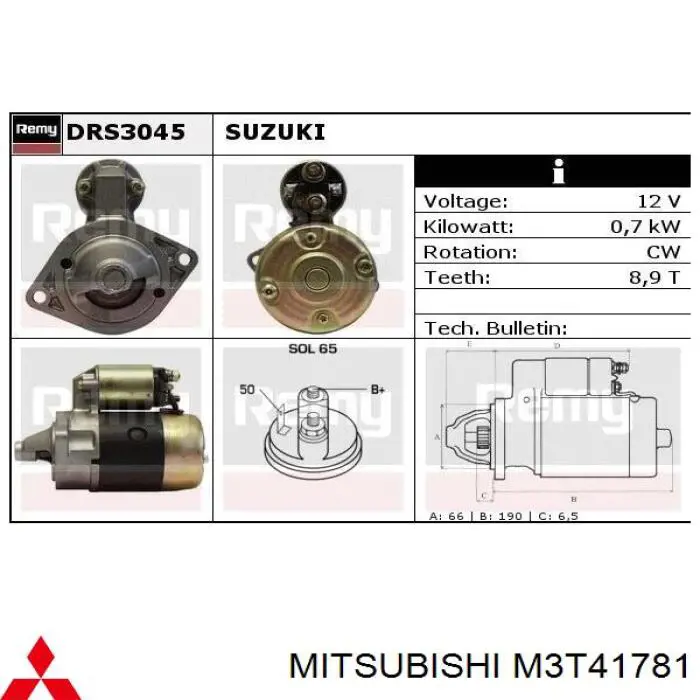M3T41781 Mitsubishi Стартер автомобиля