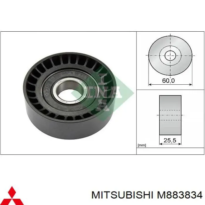 Polea inversión / guía, correa poli V M883834 Mitsubishi