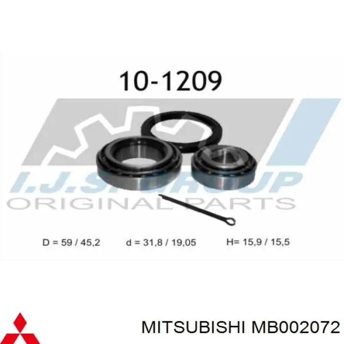 MB002072 Mitsubishi подшипник ступицы передней внутренний