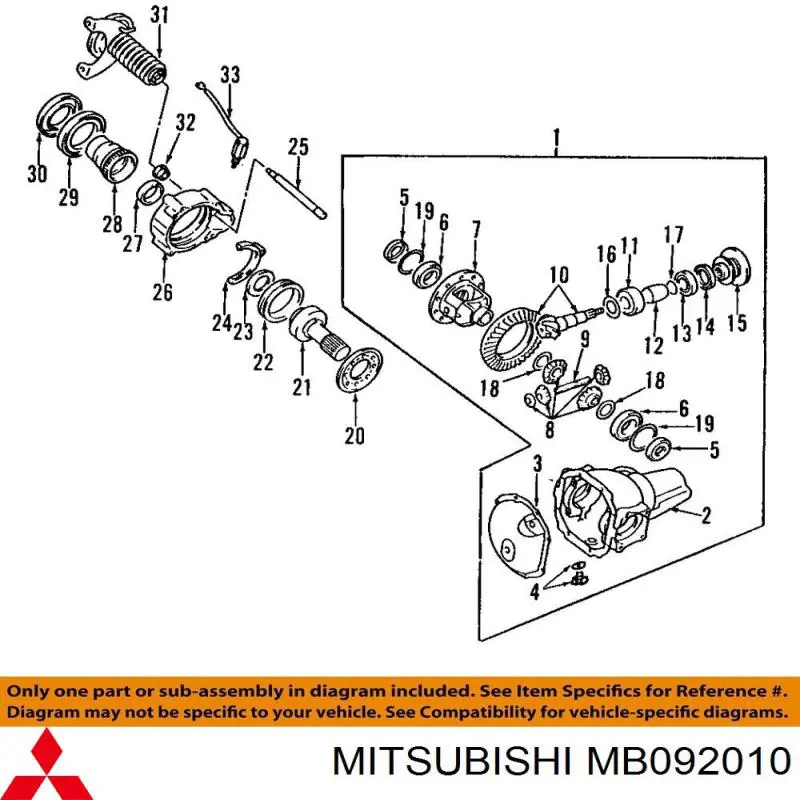 Rolamento de diferencial do eixo dianteiro para Mitsubishi Space Gear (PA, B, DV, W)
