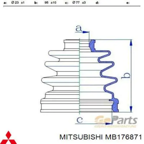 MB176871 Mitsubishi пыльник шруса передней полуоси внутренний