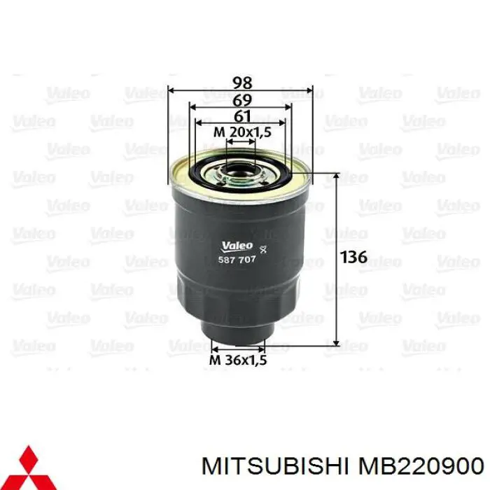 Купить MB220900 Mitsubishi Фильтр-отстойник топлива грубой очистки