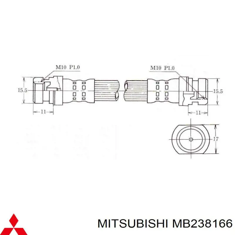 MB238166 Mitsubishi шланг тормозной передний