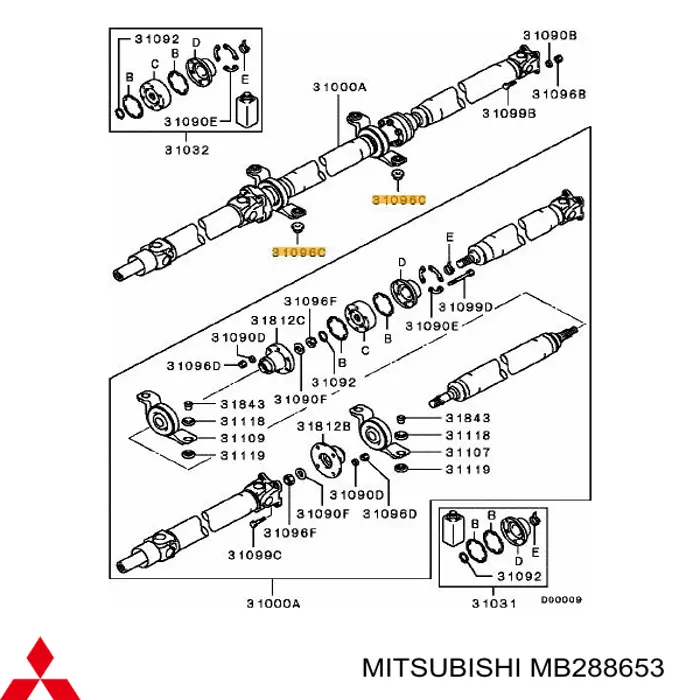 Опора стойки амортизатора переднего Mitsubishi MB288653 цена, от 1.36 USD
