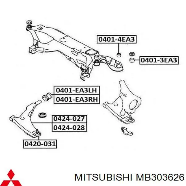 MB303626 Mitsubishi сайлентблок (подушка передней балки (подрамника))