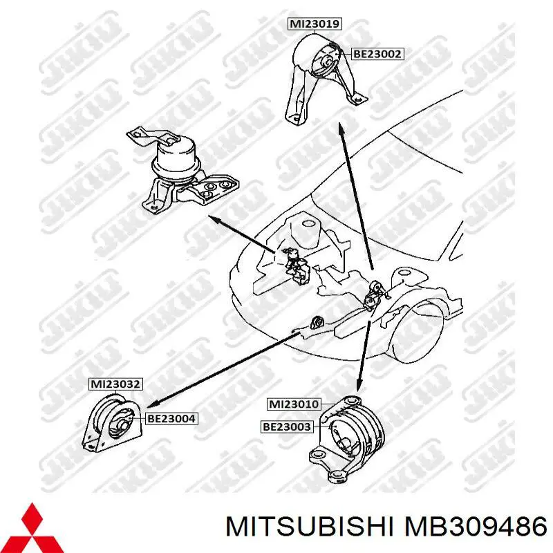 MB309486 Mitsubishi Подушка (опора) двигателя передняя (сайлентблок)